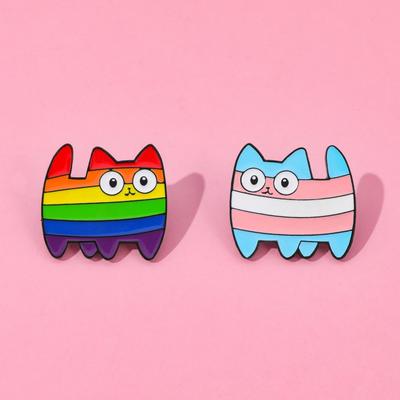 Cartoon Creative Personality Rainbow Kitten Alloy Brooch Cat Cat Cat Metal Badge Clothes Bag Decoration