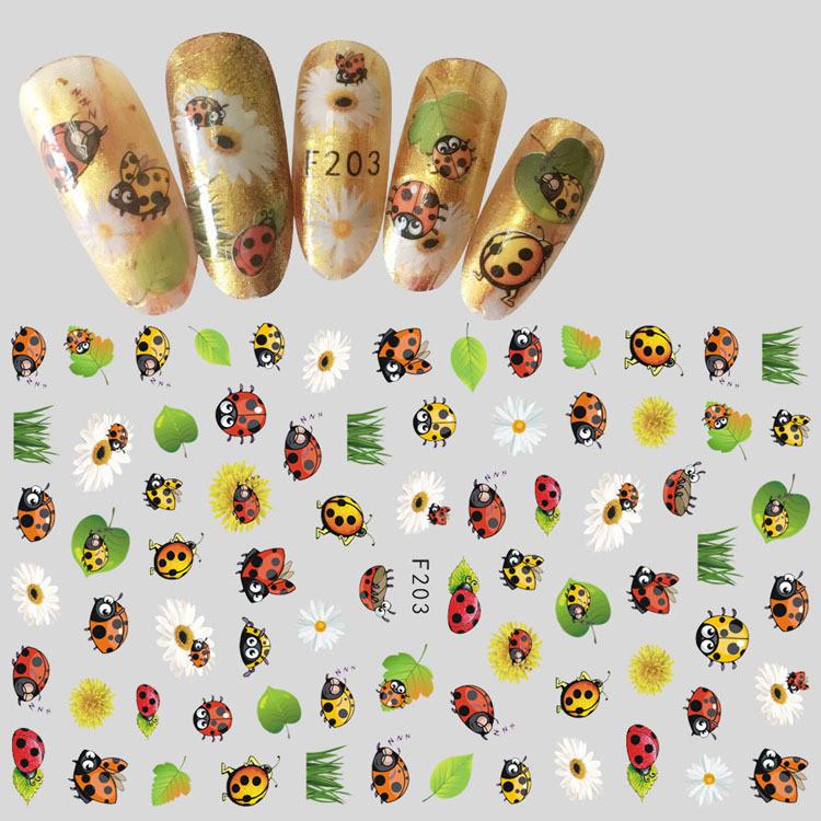 1pc 3D Nail Stickers Spring Summer Natural Flower Leaves Simulation Dried Flower Dragonfly Nail Applique Water Slides Decoration