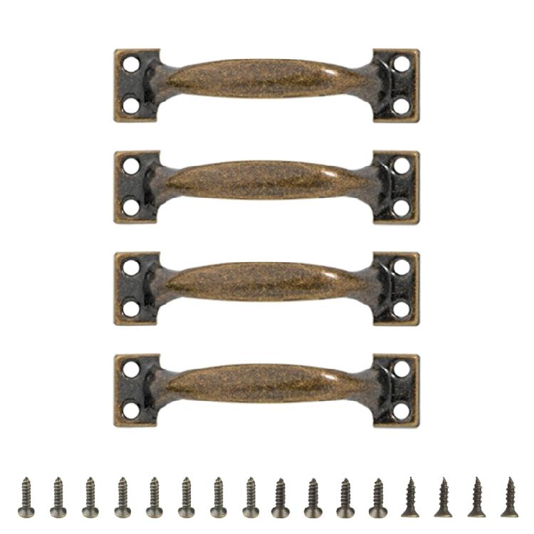 4pcs Handles for Wood Fence Gates Cabinets Bows-Shaped Barn Door Pulls Antique Furniture Knob Dresser Drawer Pull
