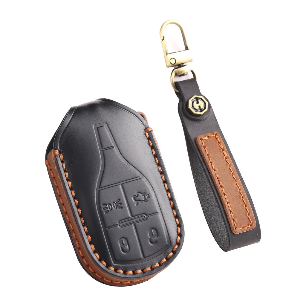 Leather Car Key Case Cover Holder Keychain Shell for Maserati Levante Quattroporte Ghibli Remote Key Protector