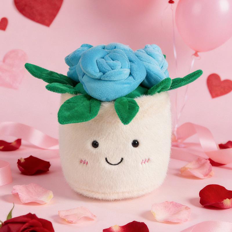 Cartoon Rose Plush Toy Couple Desktop Ornament - Valentine's Day Gift