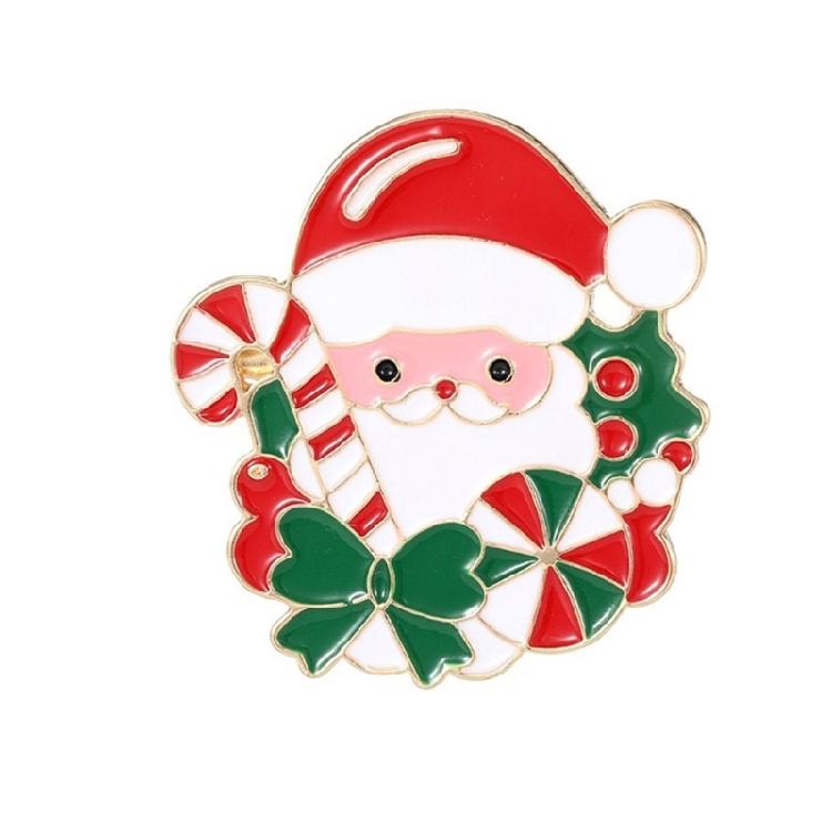 Cheerful Santa Face Brooch Alloy Christmas Pin For Clothing Decoration Secured Backing Design Sturdy Holiday Themed Accessory