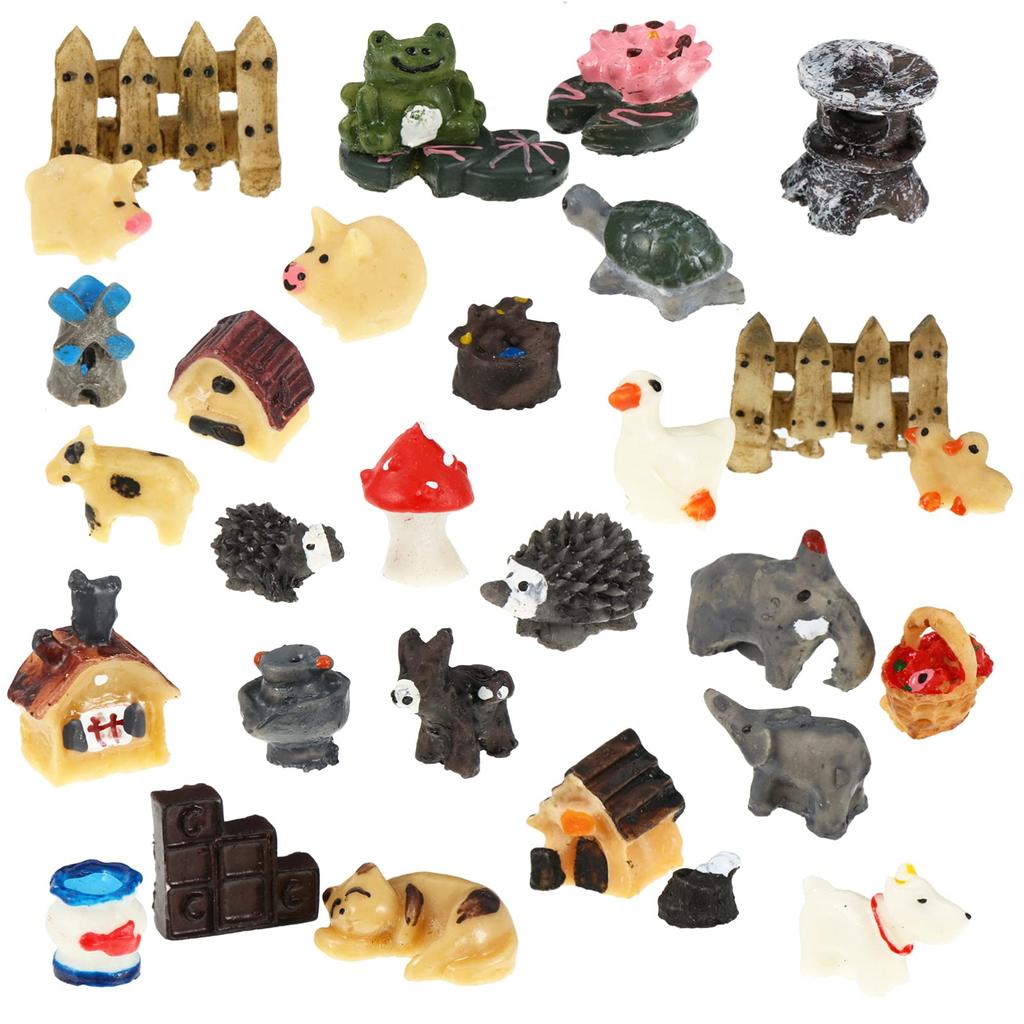 FRCOLOR 30pcs Miniature Garden Ornaments, Succulent Plant Decorations, Bonsai Figurines, Small Resin Decorations for Terrariums, Indoor and Outdoor
