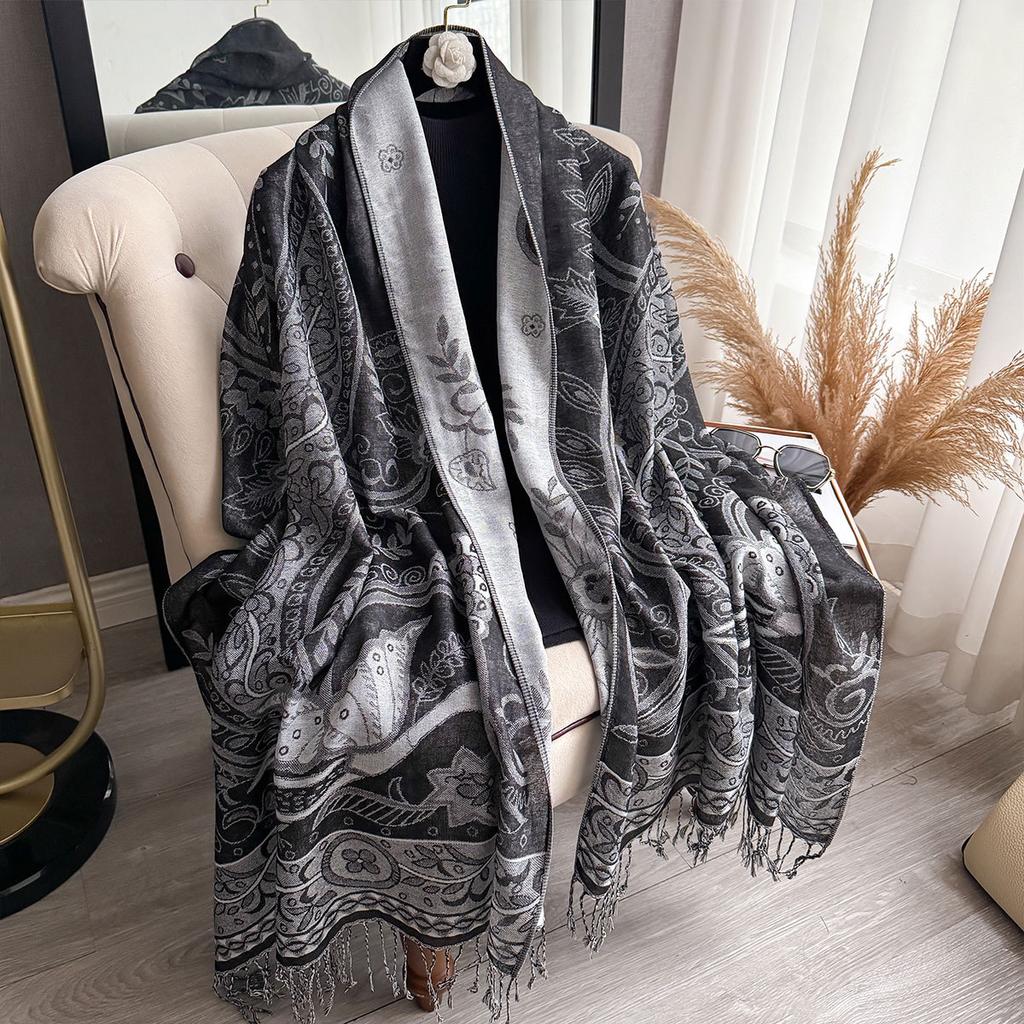 Qinghai Xizang To Yunnan Travel Scarf Imitation Cashmere Shawl Scarf Women'S Fringed Air Conditioner Versatile Scarf