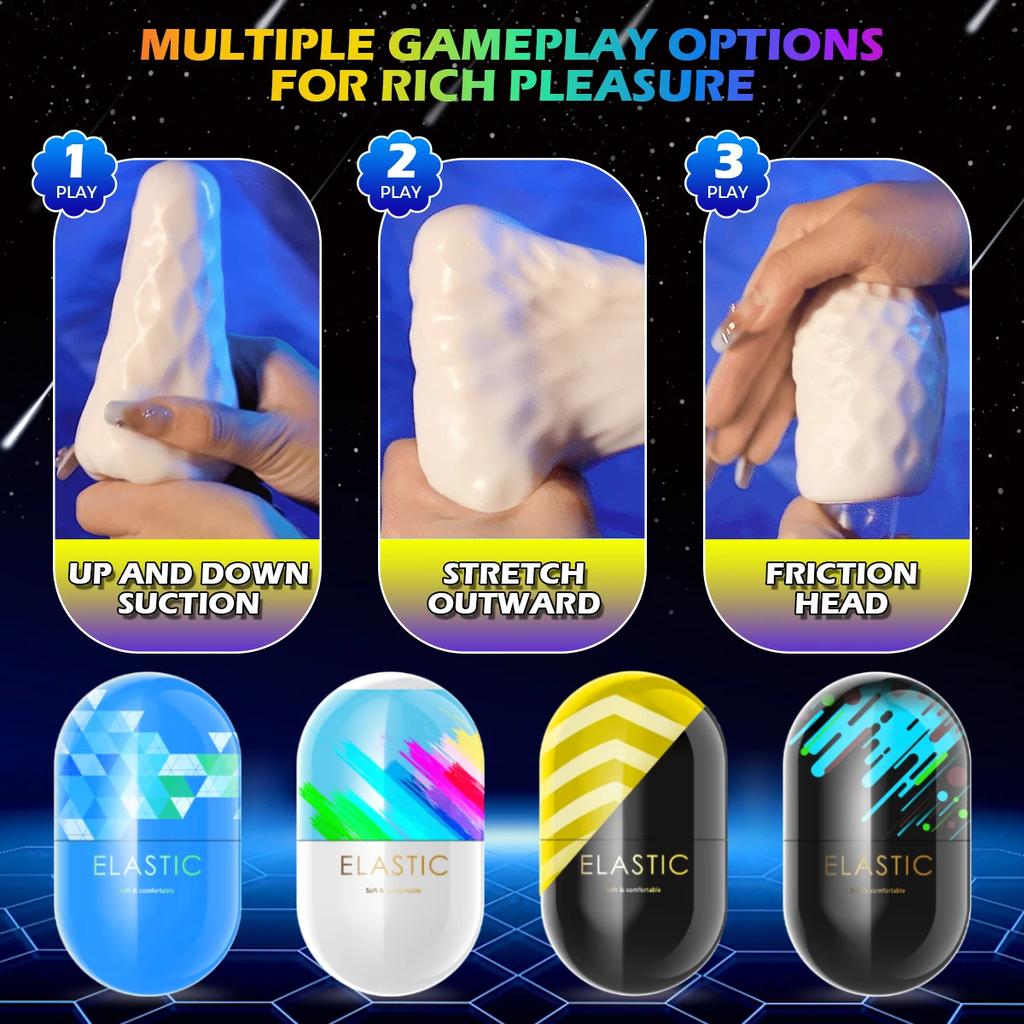 Male Pocket Pussy Masturbation Eggs Portable Stimulating Penis Massager Stretchable Masturbator Adult Sex Toy for Men Soft Pussy