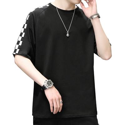 M -5xl Cotton Short -Sleeved T -Shirt Men 'S T -Shirt Stitching Loose T -Shirt 