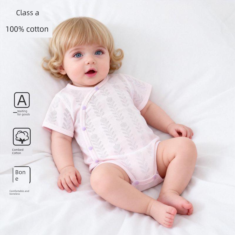 

Летний тонкий боди с коротким рукавом для малыша, 100% хлопок, класс А, дышащий сетчатый комбинезон для новорожденного Purple 100