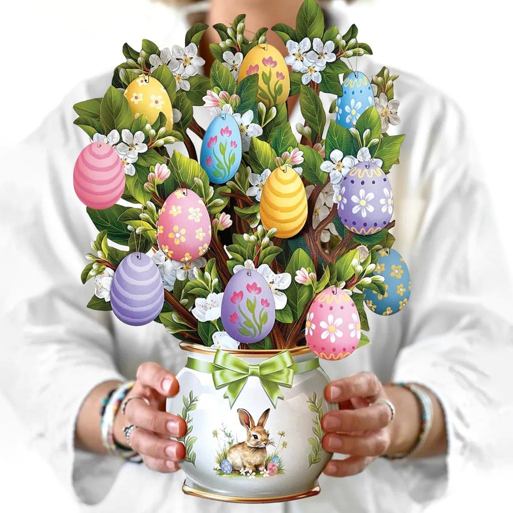 Velikonoční stolní dekorace blahopřání 3D trojrozměrný barevný stolní set Vánoční přání s požehnáním Řezba z papíru