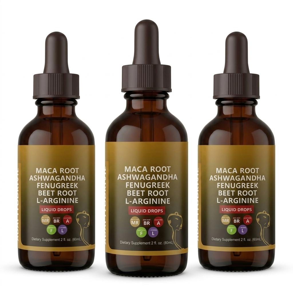 Maca Root Liquid Drops with Ashwagandha, Fenugreek, Beet Root and L-Arginine Liquid Multivitamin for Women and Men