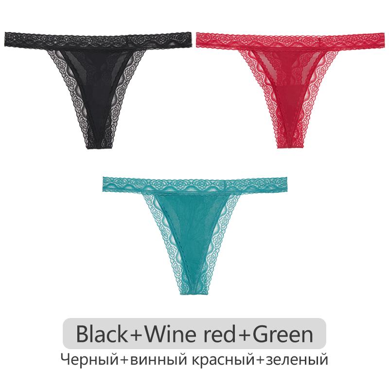 Women Thongs 3Pcs/set Lace G-sting Panties Female Sexy T-Back Underwear S-XL Ladies Thong Underpants Nylon Thongs Lingerie 2023