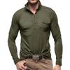 Mens Lapel Neck Business Polo Shirt Casual Long Sleeve Tee Tops Sport T Shirts