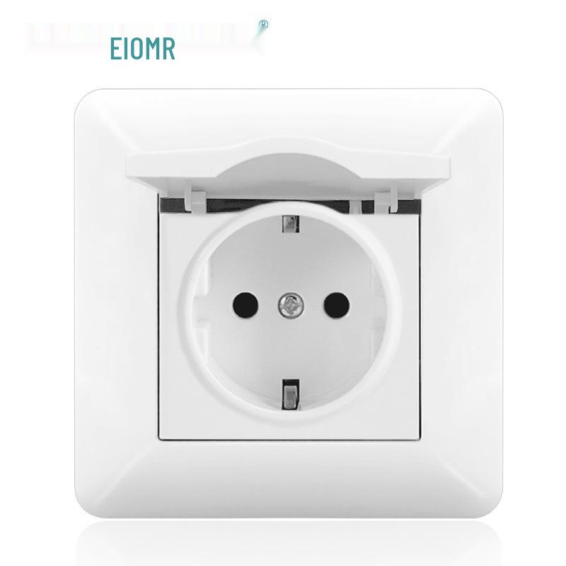 Curved White European Standard Socket Panel with Double USB & Type C, German Switch, Concealed Installation