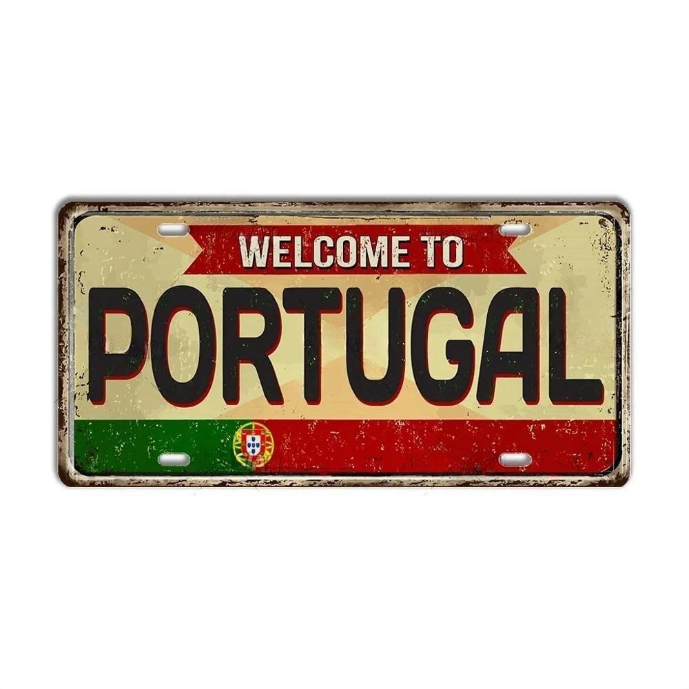 Placa de metal Turquia Portugal Placa de licença Portugal Marco Cidade Estado Placa decorativa Garagem Clube Caverna do homem Bar Pub Decoração de parede