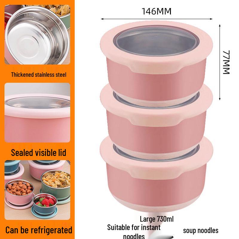 Stainless Steel Food-Grade Sealed Soup & Bento Bowl for Refrigerator