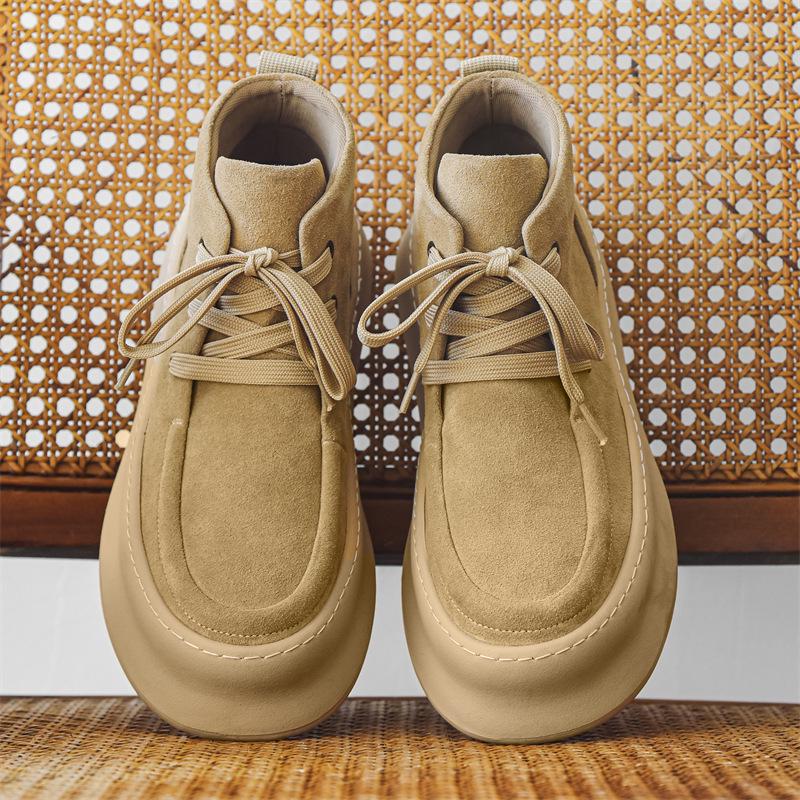 Men's Suede Leather High-Top Velvet Martin Boots - Lace-Up Thick-Soled Casual Shoes for Autumn/Winter