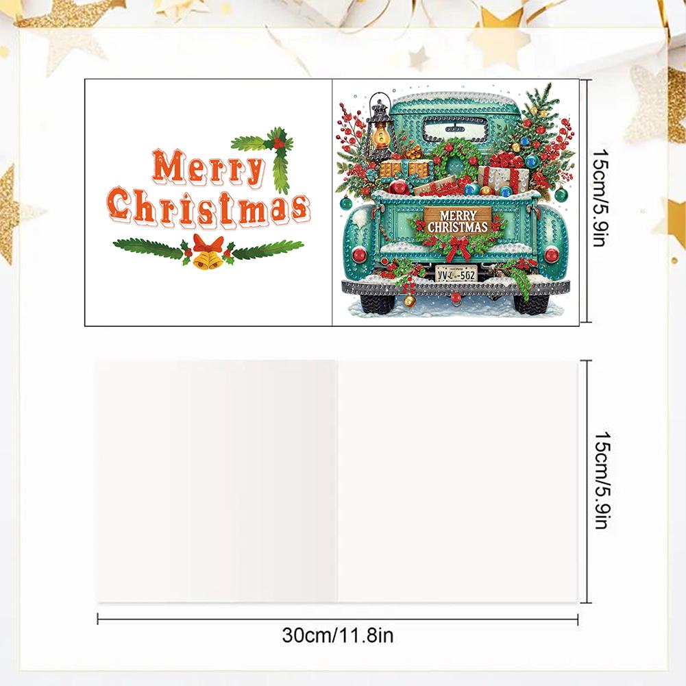 6PCS DIY Diamond Art Greeting Cards Christmas Car Congratulations Cards