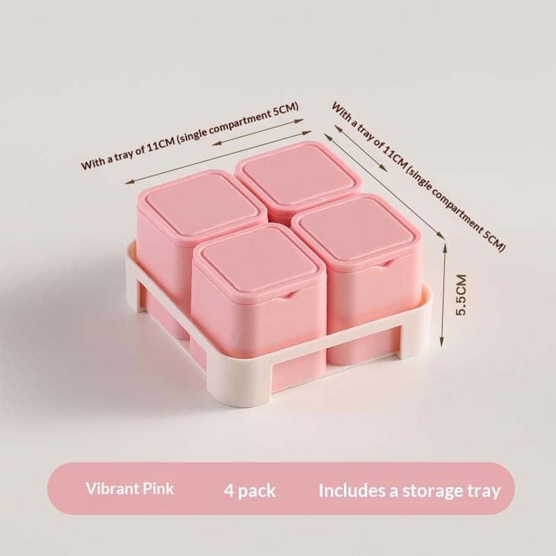 Food Grade Baby Food Storage Containers 4 Grids with Lids Tray Design for Baby Homemade Food Freezing Use