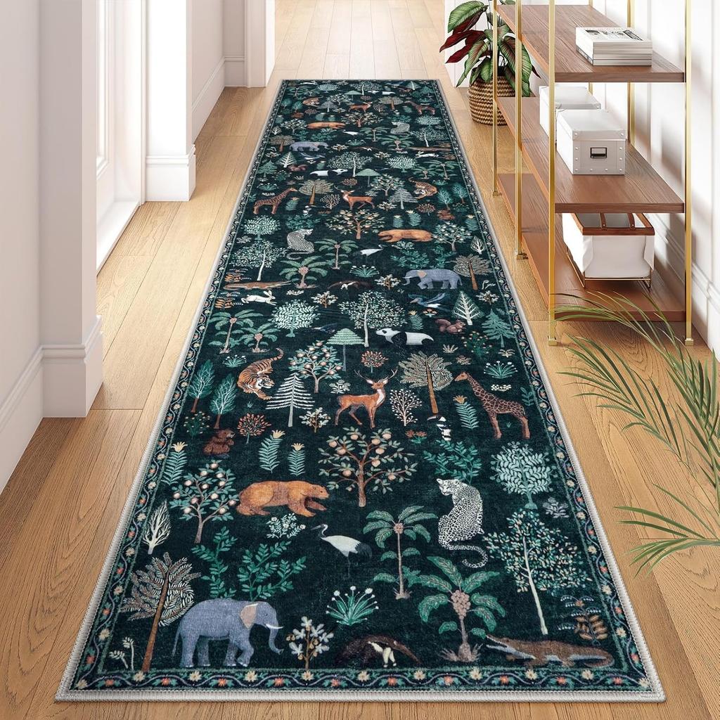 Large Area Rugs for Living Room Machine Washable Carpet for Bedroom Thick Abstract Jungle Animal Coffee Table Non-slip Floor Mat
