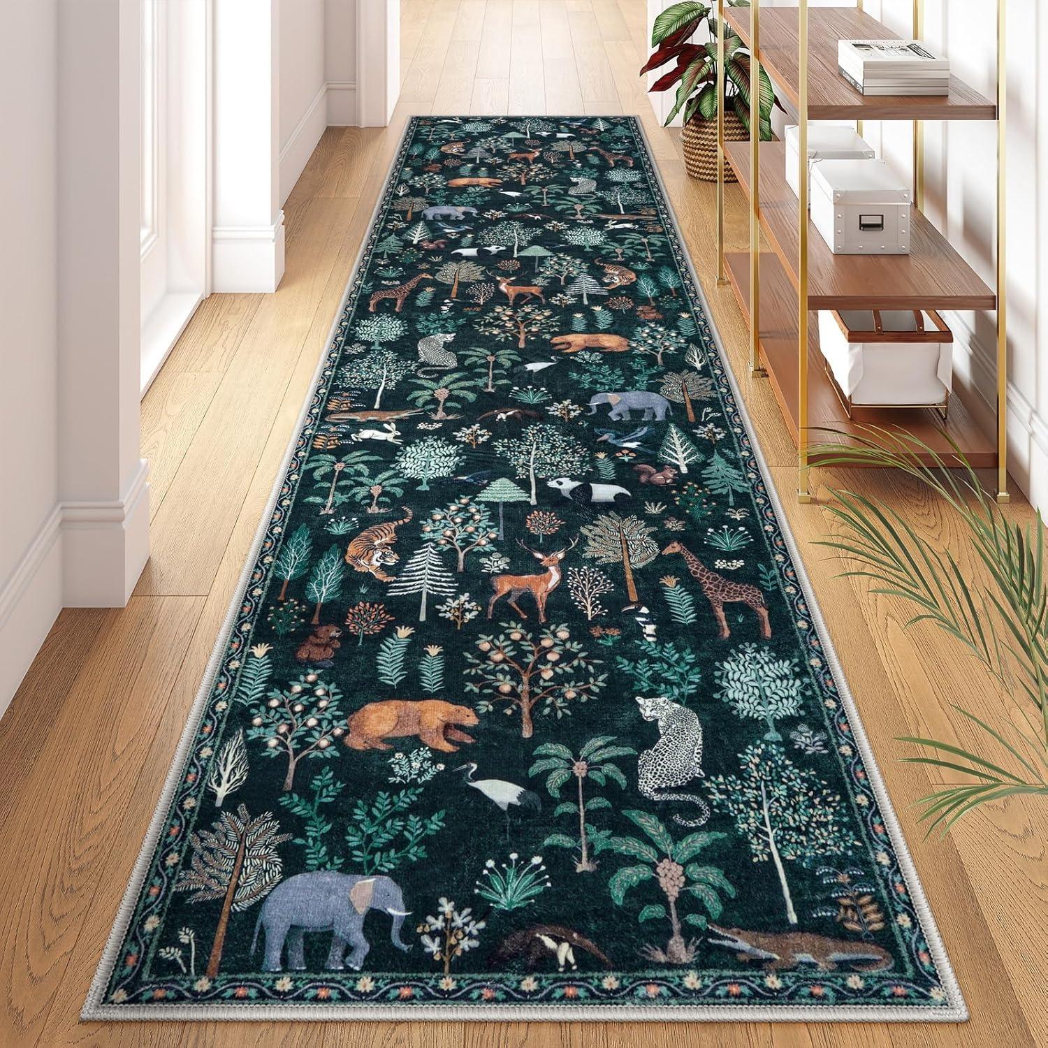 

Большие ковры для гостиной, машинная стирка, ковер для спальни, толстый абстрактный, джунгли, животные, кофейный столик, нескользящий коврик для пола 50x80cm (19x31inch)