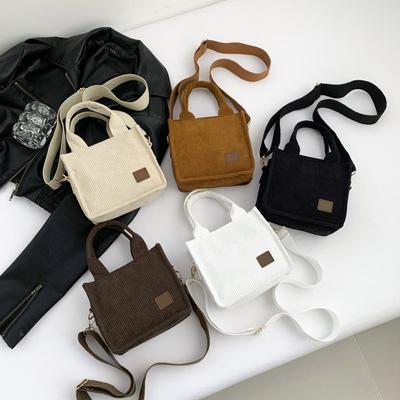2025 Early Spring New Casual Foreign Style Messenger Bag Solid Color Striped Fashion Small Square Bag Hand Carry Shoulder Small Bag Women