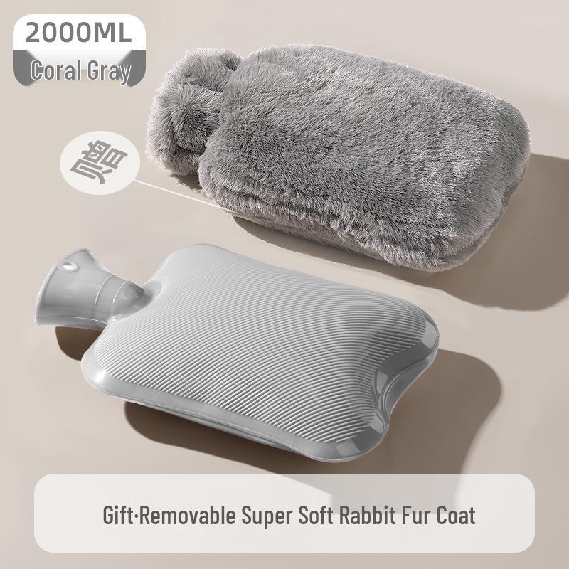 Thickened Anti-rabbit Fur Hot Water Bottle: Explosion-Proof Hand, Foot, and Stomach Warmer