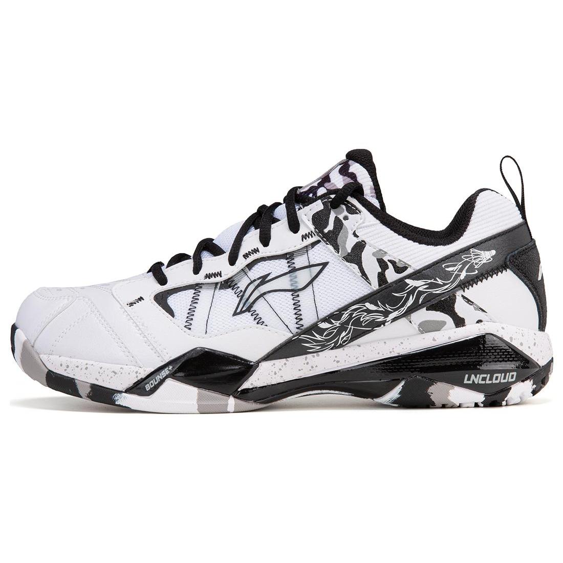 

LiNing Cushioned Slip Resistant Abrasion Resistant Low Top Badminton Shoes Men s White Black 40