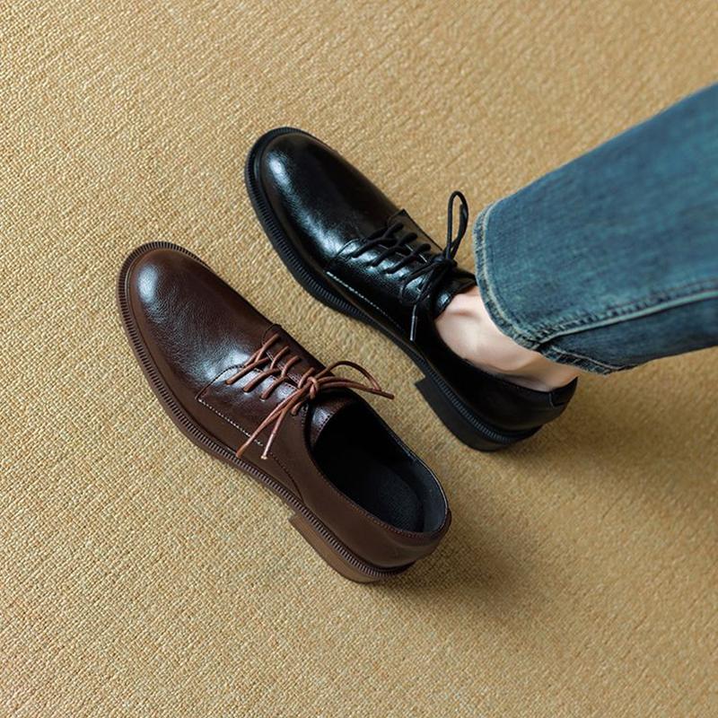 Mode NEU Frühling/Herbst Damen Pumps Runde Zehenpartie Klobiger Absatz Schuhe Prägnante Spaltleder Schuhe für Damen Zum Schnüren Handgefertigte Damenschuhe