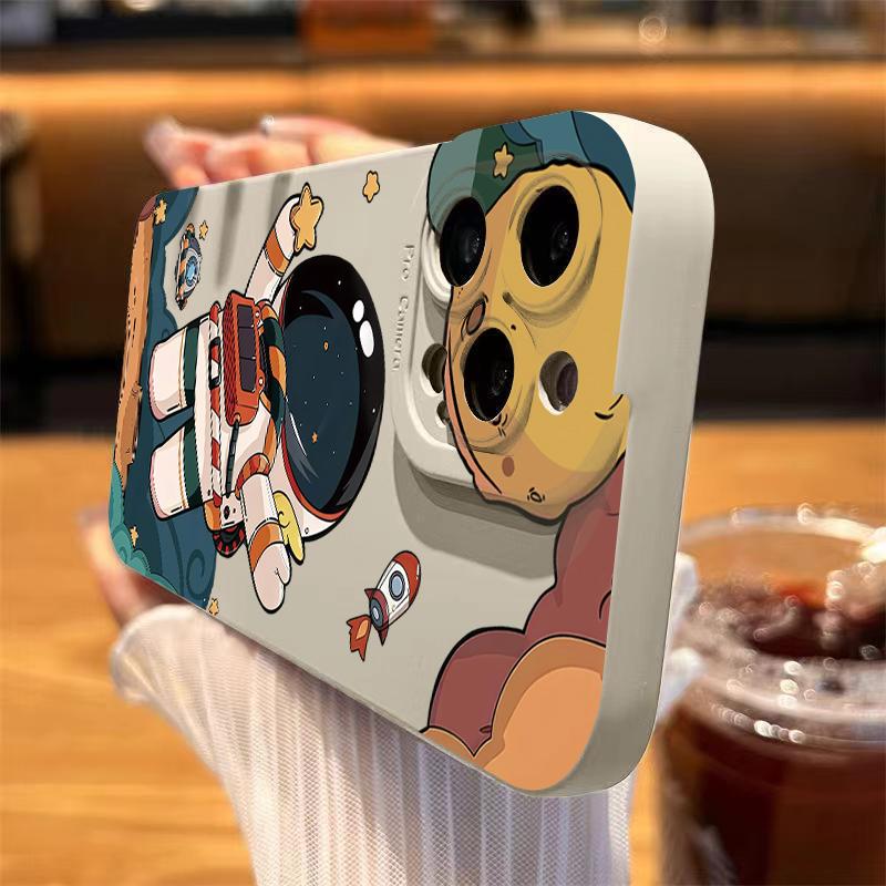 Animacinis astronautas telefono dėklas, skirtas Samsung Galaxy A16 A26 A36 A56 A15 A35 A55 A14 A34 A54 S25 Ultra S24 FE S23 Plus S22 S21 Dangtelis
