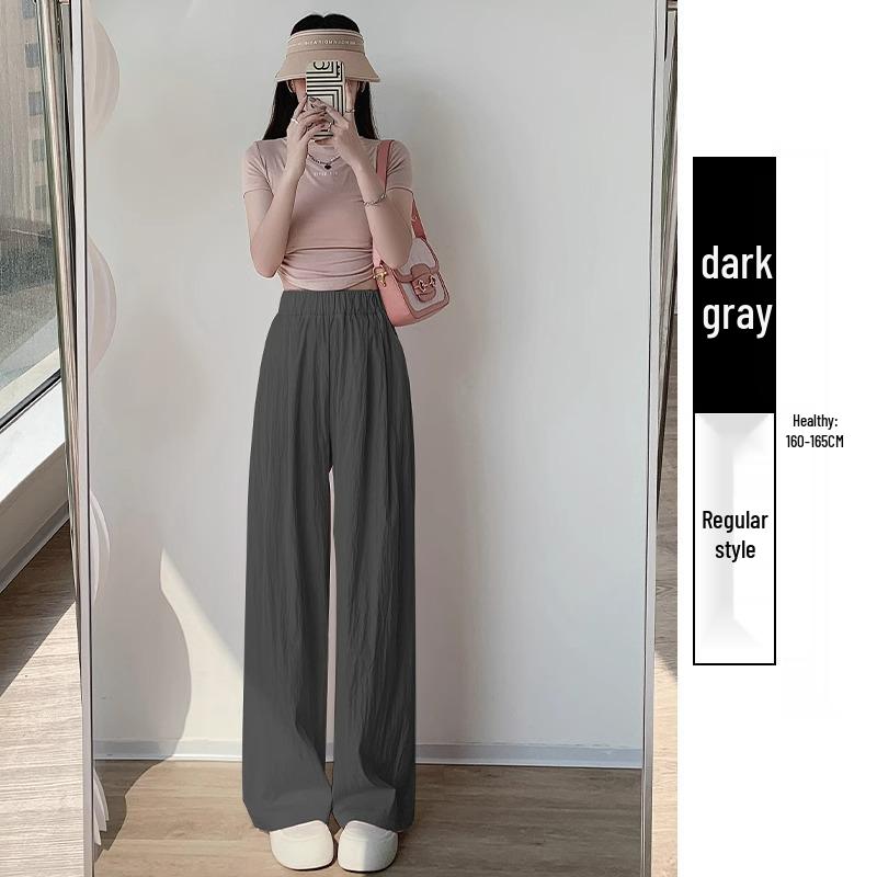 Petite Ice Silk Wide-Leg High Waist Summer Pants for Women