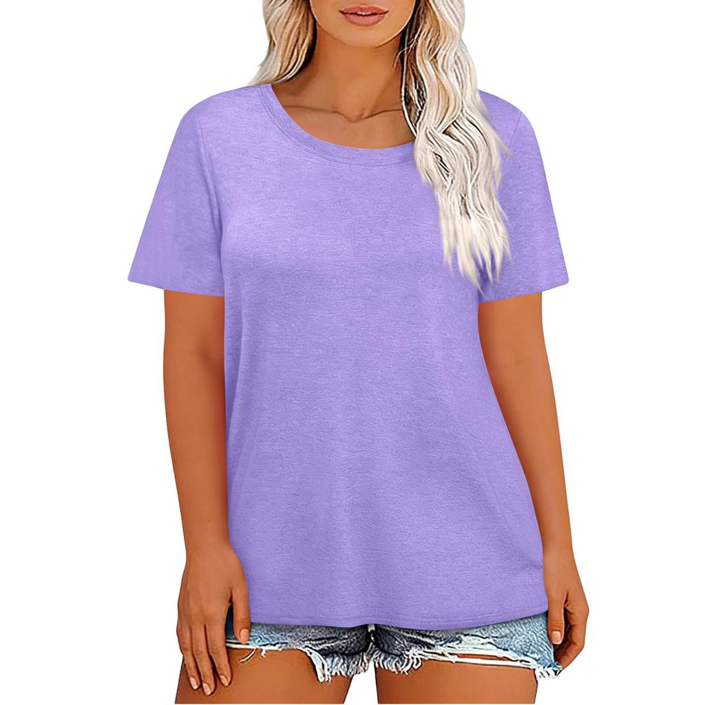 Plus Size Women Fashionable Casual Loose Fit Short Sleeve Top
