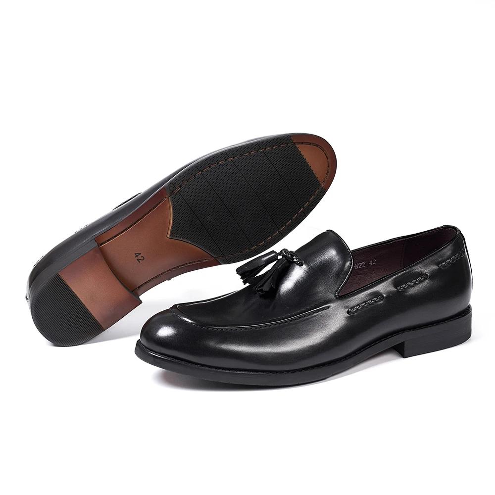 Fashion Classic Men's Genuine Leather Tassel Loafers Handmade Slip-On Casual Shoes Comfortable for Office Wedding Dressing Daily Wear