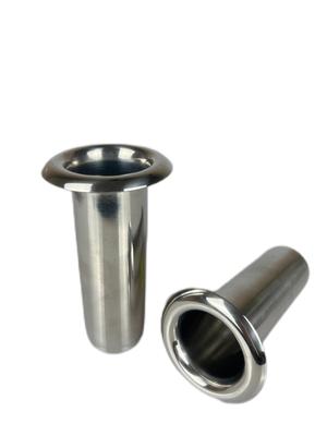 Vaso de flores de aço inoxidável de alta qualidade para túmulos, diâmetro do tubo de 48mm, profundidade do anel de 145mm, fácil instalação, conjunto de 2 (RD48-145)