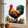Adesivo Riutilizzabile per Finestre Fogli da 1/2 Gallo Rustico Statico, Decorazione Adesiva Rimovibile per Vetri Cock, per Casa Soggiorno Cling