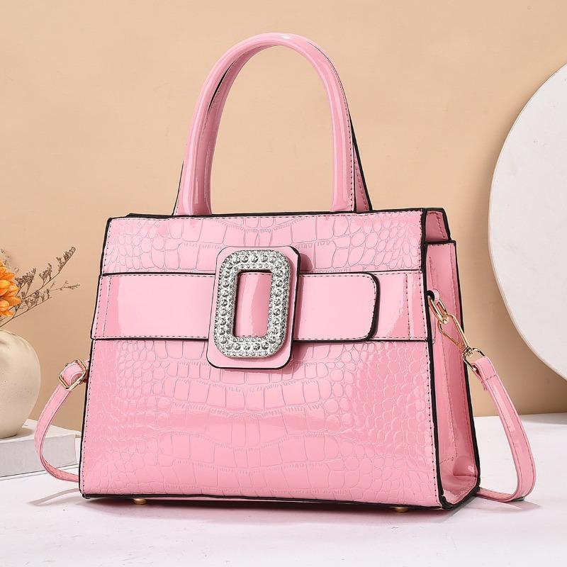 Large Capacity Women's Crossbody Bag High-quality Handbag Commuter Shoulder Bag Trendy Bright Leather Hardness Zipper Closure