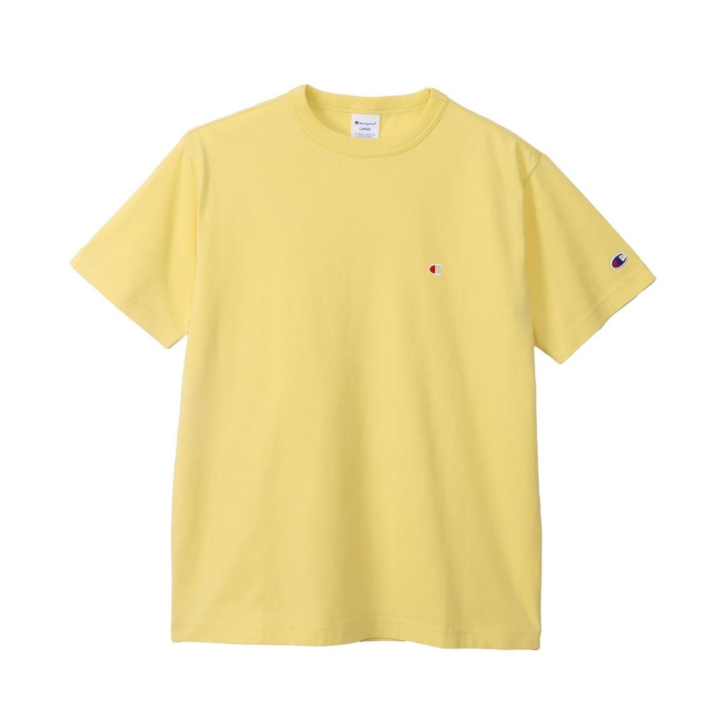 Champion short classic Cotton logo short sleeve cream yellow T-shirt, sleeve, 100% cotton, USA, one-point embroidery, T-shirt, basic,