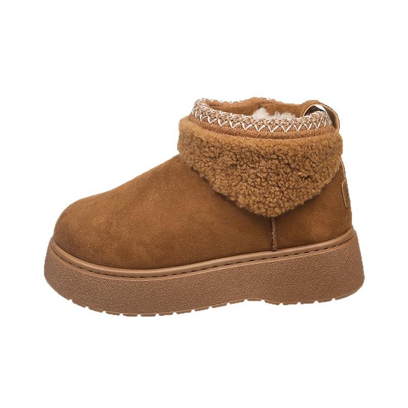 Large-sized Warm Snow Boots for Women, Short and Thick-soled Women's Boots, Cotton Shoes