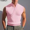 INCERUN Men Stand Neck Sleeveless Solid Casual Loose Tank Tops