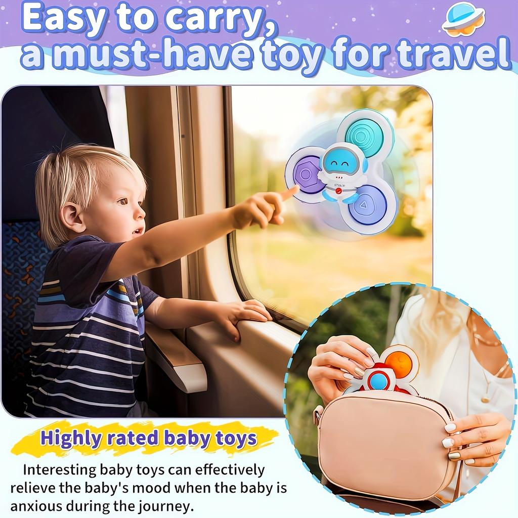 Suction Cup Spinner Infant Baby Toys for 12-18 Months, Spinning Top Sensory Toys for Toddlers 1-3 Years Old, Fidget Dimple Toy for Babies