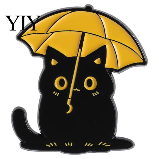 Versatile Cat Decoration Pin Black Themed Brooch, Anti-Rust Lightweight Lapel Pin, Cartoon Badge Accessories for Clothing Bag Party Jewelry