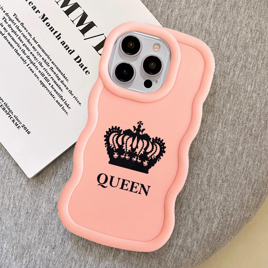 Soft Phone Cover Case for iPhone 15 Plus XR 13 11 8 14 16 Pro Max 17 Air 12 Crown Queen King Letter