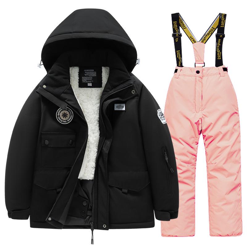 Children's Winter Ski Suit: Fleece-Lined, Waterproof, Windproof, One-Piece Ski Bib Pants for Boys and Girls