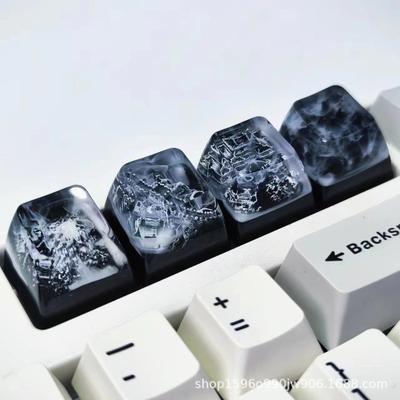 Resin Artisan Keycap for Mechanical Keyboard Profile Backlit Keycap Custom Personality Mountain Valley Great Wall Ancient Building
