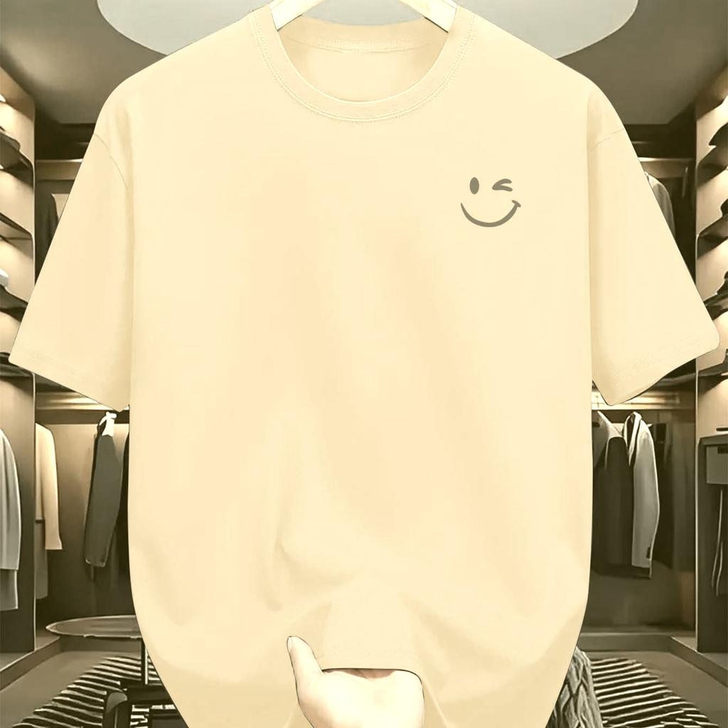 Summer Men's 100_ Cotton Casual Loose Fit Large Letter Print Round Neck Short Sleeved T-shirt Top High Street Unisex Style
