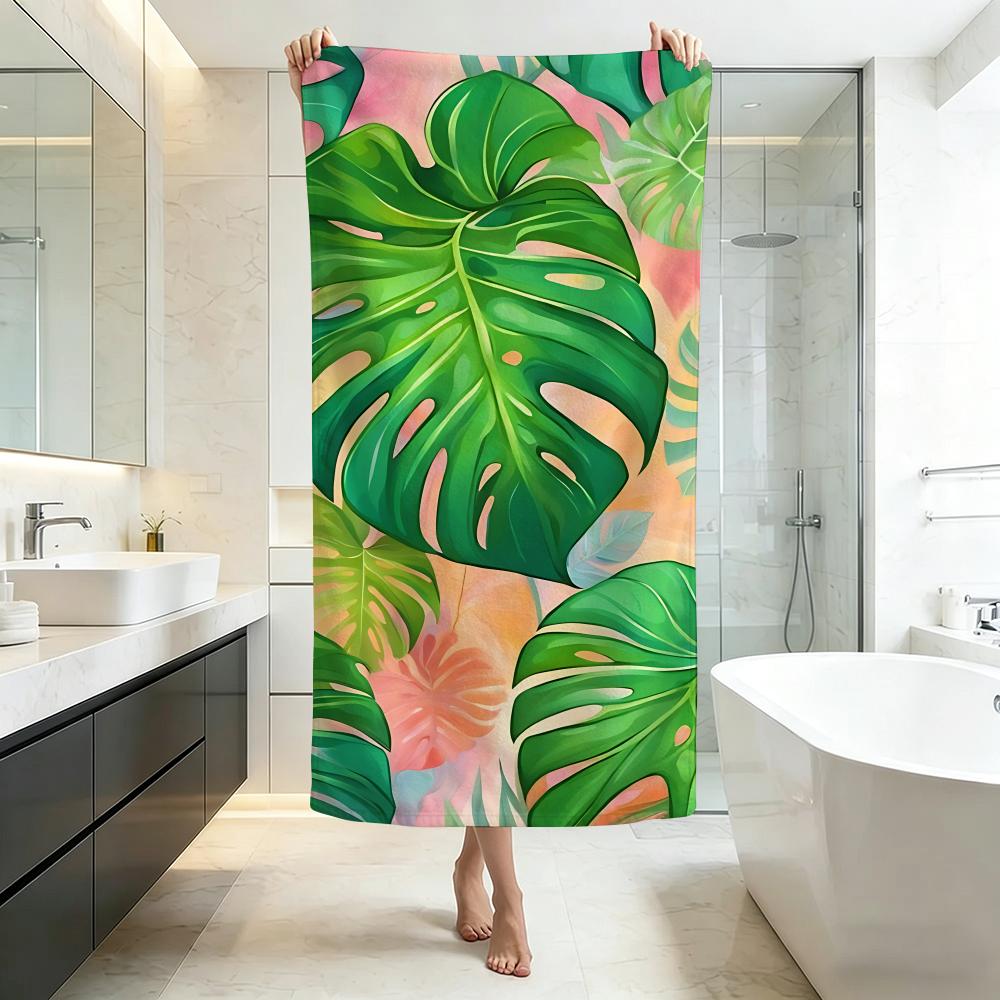 Fresh T-Tropical Monstera LeafS Towel Five-Star Hotel Quality Eco-Friendly Ultra Soft Thick Towels & Beach Towels
