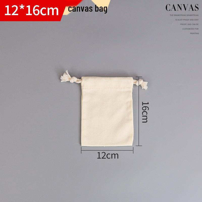 Customizable Thick Canvas Drawstring Bag - Festival Souvenir, Wear-Resistant, Small Size, White Cotton