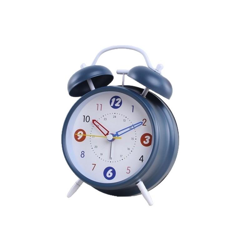 High-value 1-inch metal bell alarm clock for primary school students, children's bedside silent clock, desktop clock ornament