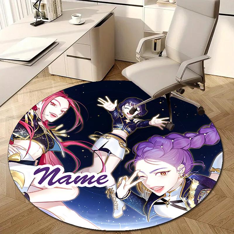 Personalized K-KPop Demon Hunters Round Chair Office Rug - Perfect for Mat, Office Chair & More - Ideal Gift for Birthdays and Holidays