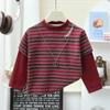Korean Style Kids Boys Striped Top Cotton Splicing Loose Basic Kids T-Shirt Autumn Soft Breathable Children Clothes