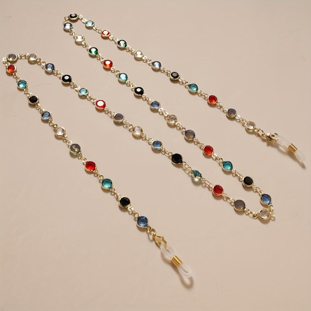

Fashion Colored Rhinestone Eyeglass Chain Metal Anti Slip Glasses Hanging Rope Glasses Fixing Strap Eyeglass