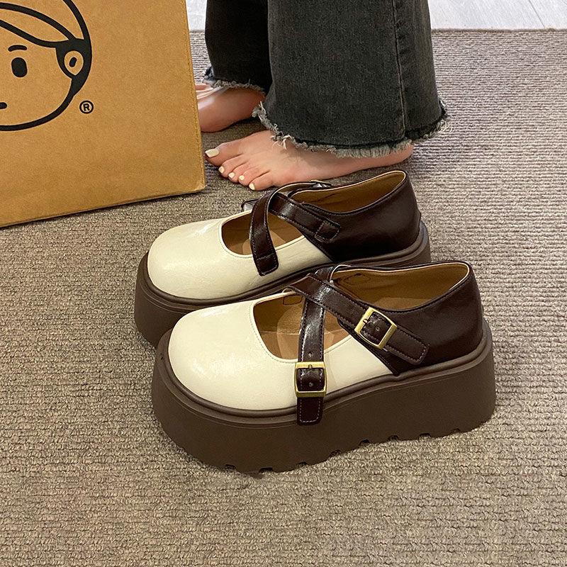 

Туфли-лоферы JK с круглым носком, новинка зимы 2025, универсальные, на толстой подошве-маффин, увеличивающие рост, женские маленькие кожаные туфли в британском стиле, тренд 40